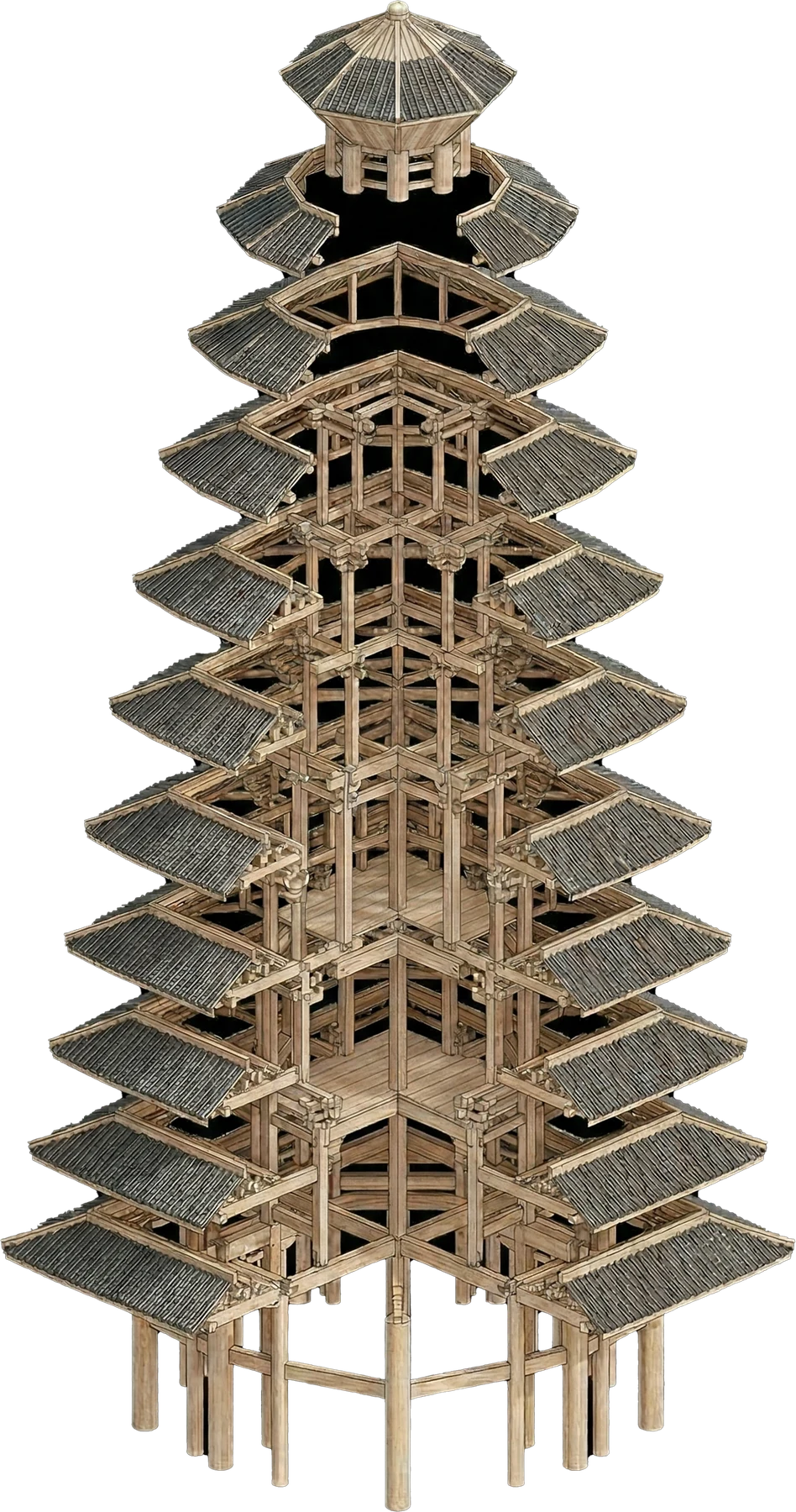 侗族鼓楼构架爆炸图